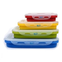 XONOR Silicone Food Storage Containers, Silicone Collapsible Lunch Bento Box - BPA Free, Microwave, Dishwasher and Freezer Safe